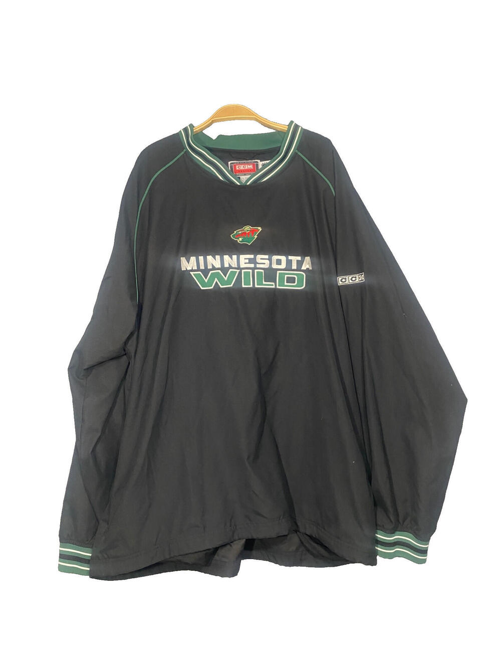 Vintage CCM Minnesota Wild NHL Hockey Windbreaker Pullover Jacket Mens 2XL Black